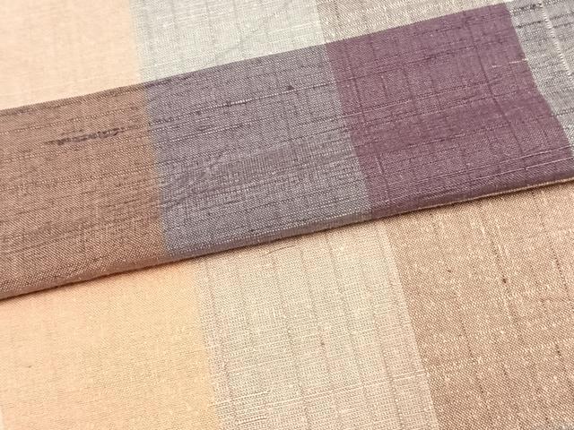 平和屋着物▽上質な紬 単衣 格子 正絹 逸品 AAAV8431fy