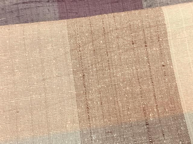 平和屋着物▽上質な紬 単衣 格子 正絹 逸品 AAAV8431fy