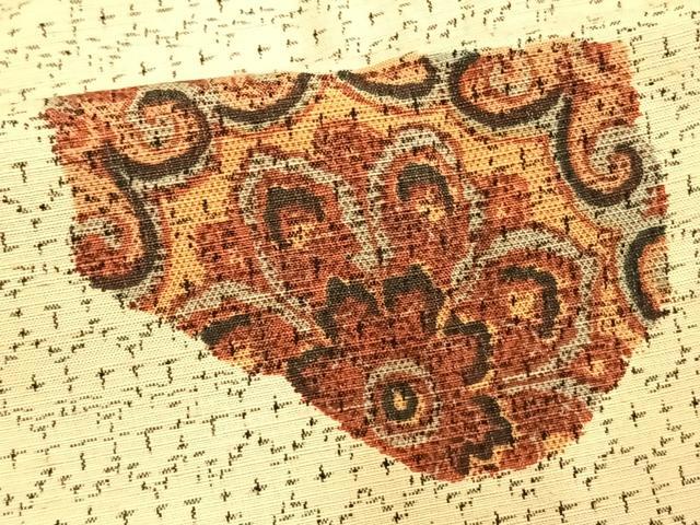平和屋着物▽上質な紬 単衣 正倉院花文 正絹 逸品 AAAV8437fy