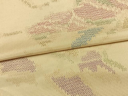 平和屋着物▽上質な紬　単衣　幾何学文様　正絹　逸品　AAAV8438fy
