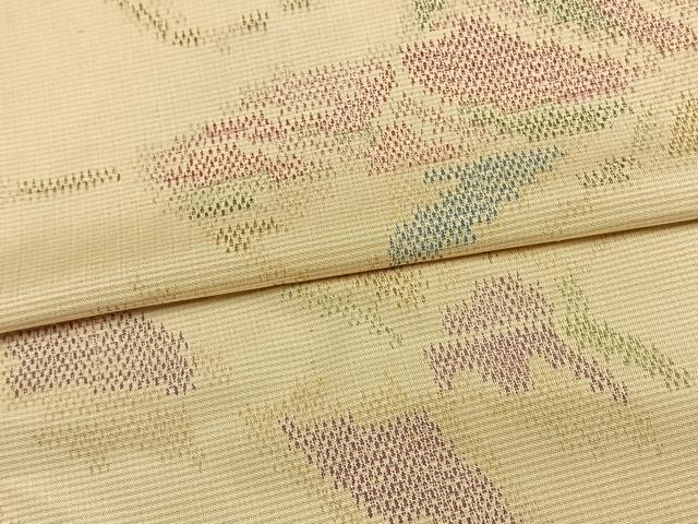 平和屋着物▽上質な紬　単衣　幾何学文様　正絹　逸品　AAAV8438fy
