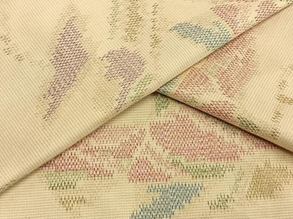 平和屋着物▽上質な紬　単衣　幾何学文様　正絹　逸品　AAAV8438fy