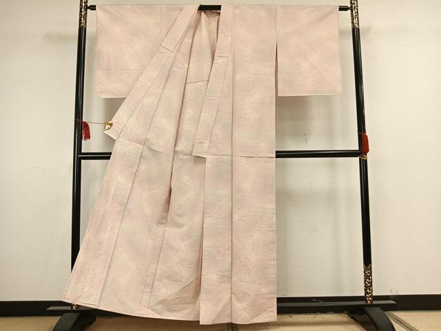平和屋着物▽上質な紬　単衣　霞文　正絹　逸品　AAAV8440fy