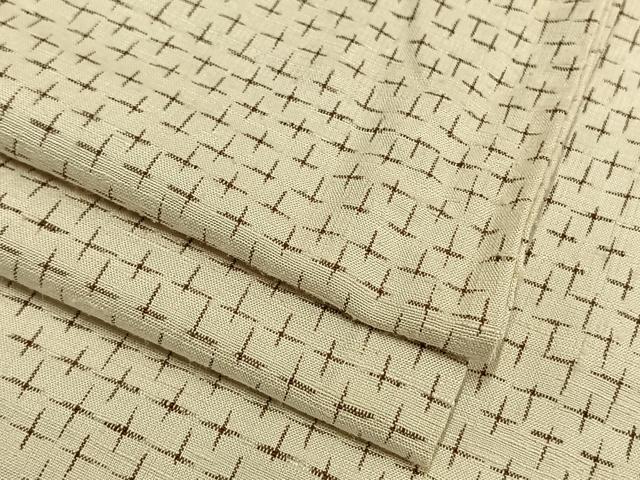 平和屋着物▽上質な紬　単衣　十字絣　正絹　逸品　AAAV8441fy
