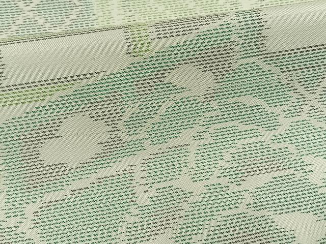 平和屋着物▽本場大島紬　単衣　白大島　風景文　正絹　逸品　AAAV8443fy