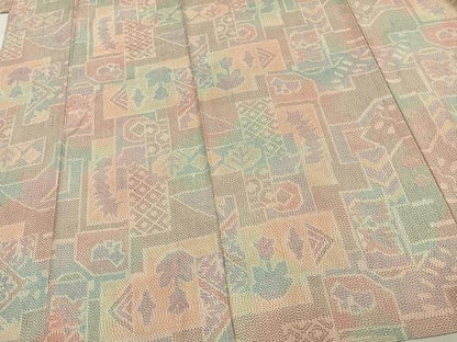 平和屋着物▽お召　単衣　色紙重ね文　正絹　逸品　AAAV8444fy