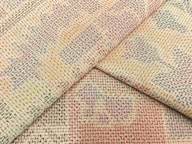平和屋着物▽お召　単衣　色紙重ね文　正絹　逸品　AAAV8444fy