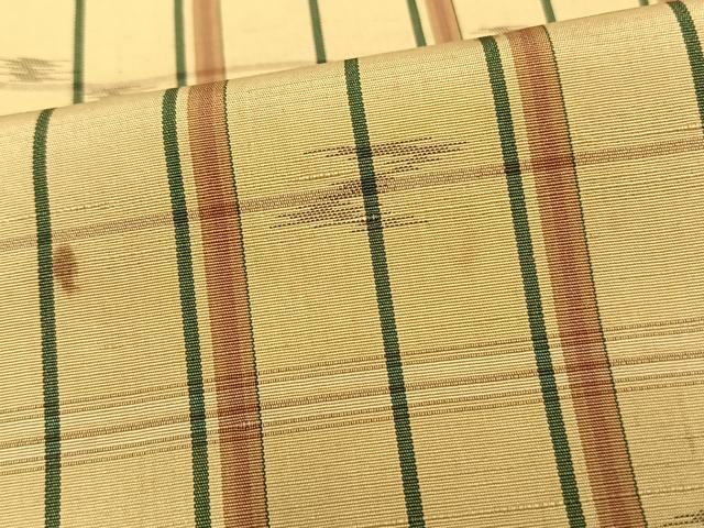 平和屋着物▽上質な紬 単衣 縞 正絹 逸品 AAAV8446fy