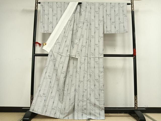 平和屋着物▽上質な紬　単衣　舞花文　正絹　逸品　AAAV8447fy