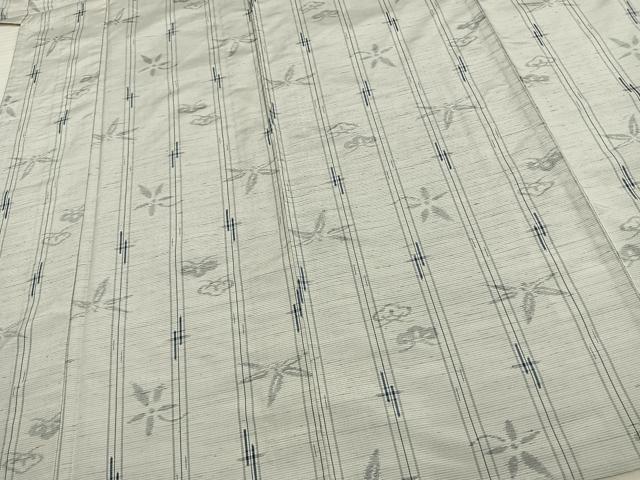 平和屋着物▽上質な紬　単衣　舞花文　正絹　逸品　AAAV8447fy