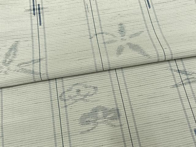 平和屋着物▽上質な紬　単衣　舞花文　正絹　逸品　AAAV8447fy