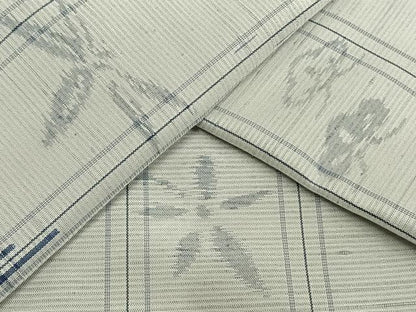 平和屋着物▽上質な紬　単衣　舞花文　正絹　逸品　AAAV8447fy