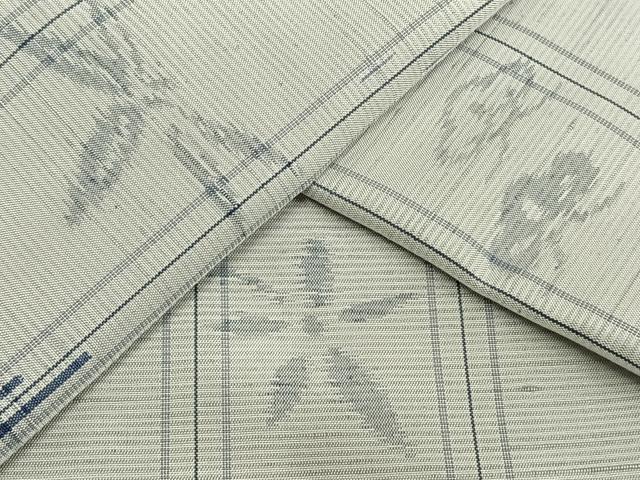 平和屋着物▽上質な紬　単衣　舞花文　正絹　逸品　AAAV8447fy