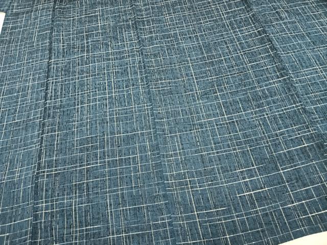 平和屋着物▽上質な紬 単衣 格子 正絹 逸品 AAAV8449fy