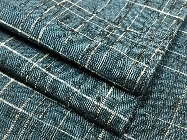 平和屋着物▽上質な紬 単衣 格子 正絹 逸品 AAAV8449fy