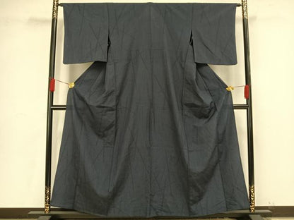 平和屋着物▽本塩沢 単衣 110亀甲 幾何学文様 正絹 逸品 AAAV8451fy
