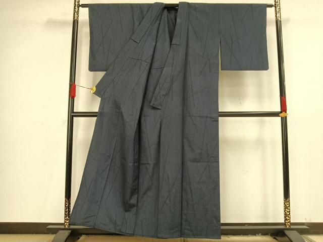 平和屋着物▽本塩沢 単衣 110亀甲 幾何学文様 正絹 逸品 AAAV8451fy