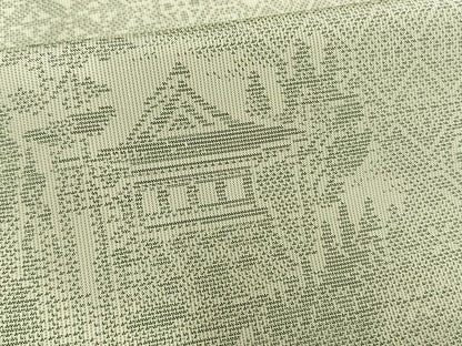 平和屋着物▽本場大島紬　単衣　白大島　風景切嵌文　正絹　逸品　AAAV8452fy