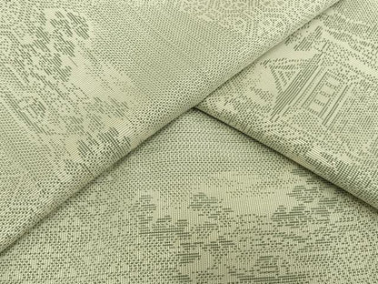 平和屋着物▽本場大島紬　単衣　白大島　風景切嵌文　正絹　逸品　AAAV8452fy