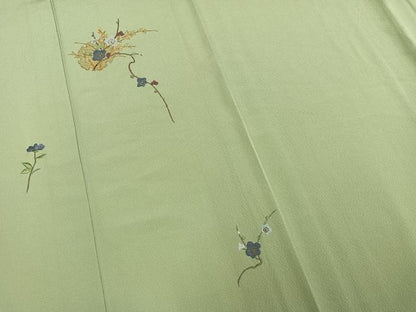 平和屋着物▽訪問着 単衣 駒刺繍 雪輪枝花文 金彩 正絹 逸品 AAAV8453fy