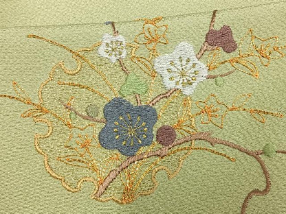 平和屋着物▽訪問着 単衣 駒刺繍 雪輪枝花文 金彩 正絹 逸品 AAAV8453fy