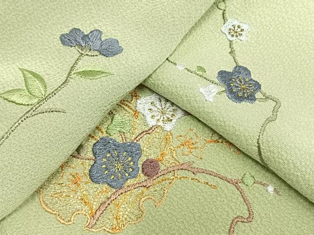 平和屋着物▽訪問着 単衣 駒刺繍 雪輪枝花文 金彩 正絹 逸品 AAAV8453fy