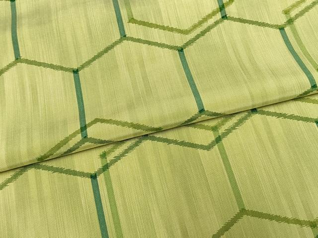 平和屋着物▽上質な紬 単衣 亀甲文様 正絹 逸品 AAAV8455fy