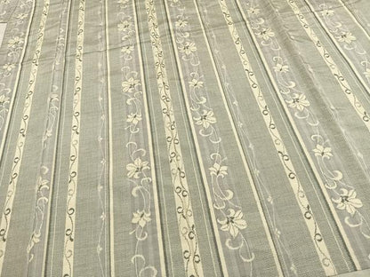 平和屋着物▽上質な紬 単衣 花唐草間道 正絹 逸品 AAAV8457fy