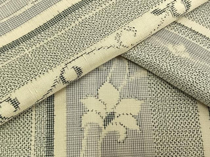 平和屋着物▽上質な紬 単衣 花唐草間道 正絹 逸品 AAAV8457fy
