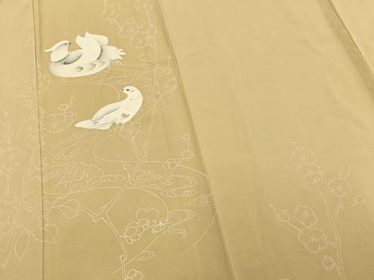 平和屋着物▽訪問着 単衣 花鳥文 正絹 逸品 AAAV8458fy