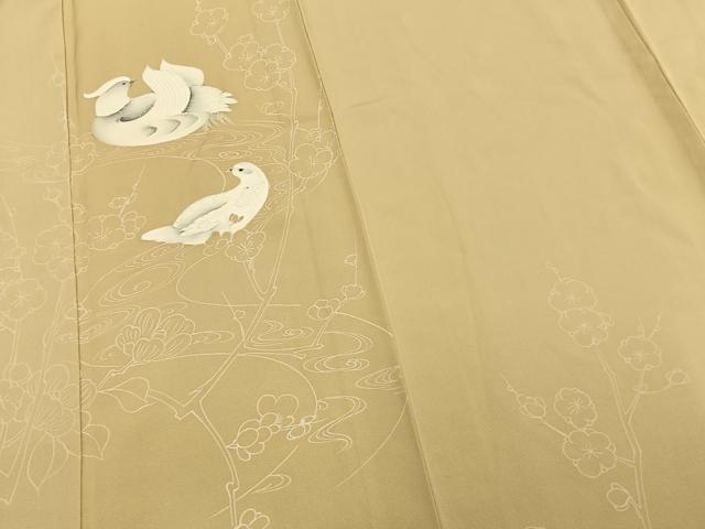 平和屋着物▽訪問着 単衣 花鳥文 正絹 逸品 AAAV8458fy