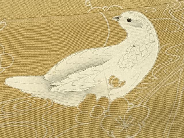 平和屋着物▽訪問着 単衣 花鳥文 正絹 逸品 AAAV8458fy