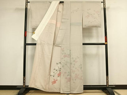 平和屋着物▽訪問着 無双 紗袷 紗×紗 草花文 正絹 逸品 AAAV8462fy