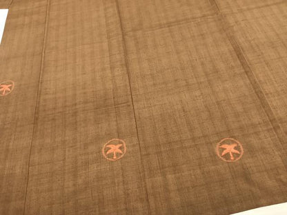 平和屋着物▽上質な紬 単衣 丸文 正絹 逸品 AAAV8467fy