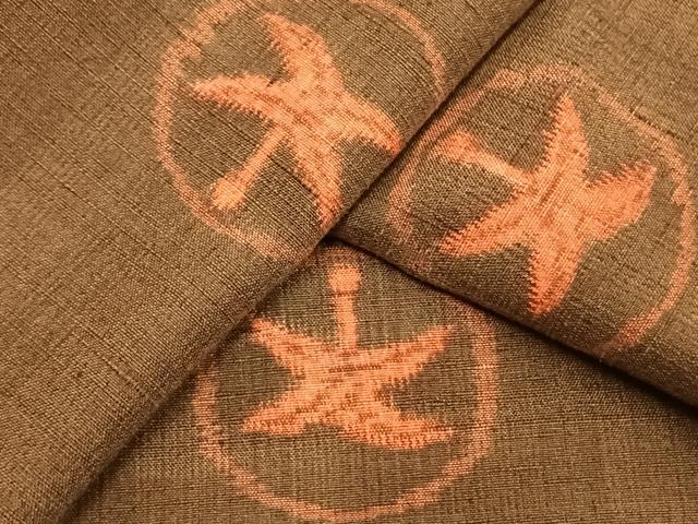 平和屋着物▽上質な紬 単衣 丸文 正絹 逸品 AAAV8467fy