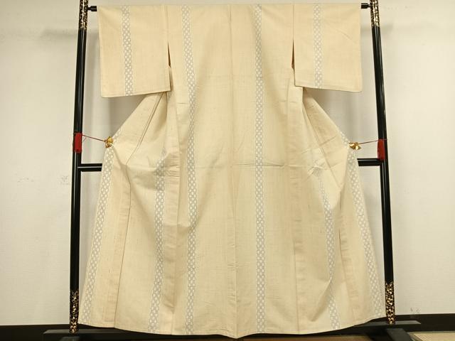 平和屋着物▽結城紬 単衣 80亀甲 間道 正絹 逸品 AAAV8468fy
