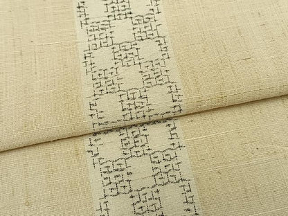 平和屋着物▽結城紬 単衣 80亀甲 間道 正絹 逸品 AAAV8468fy