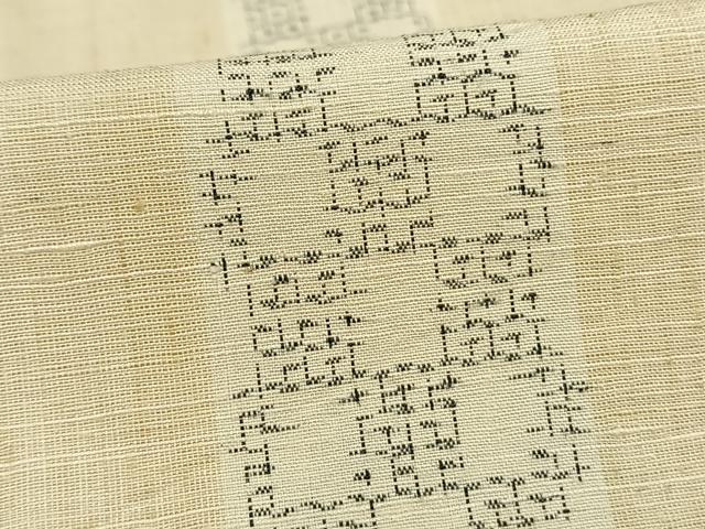 平和屋着物▽結城紬 単衣 80亀甲 間道 正絹 逸品 AAAV8468fy