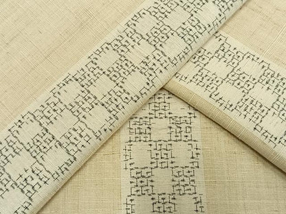 平和屋着物▽結城紬 単衣 80亀甲 間道 正絹 逸品 AAAV8468fy