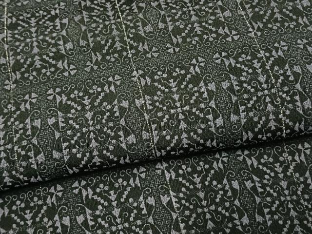 平和屋着物▽上質な小紋 単衣 幾何学文様 銀彩 正絹 逸品 AAAV8472fy
