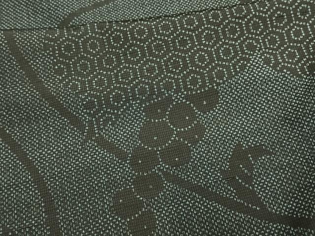 平和屋着物▽本場染大島紬 単衣 葡萄 正絹 逸品 AAAV8473fy