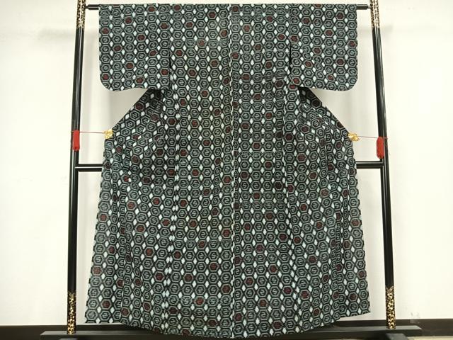 平和屋着物●久留米絣 単衣 抽象文 綿 逸品 AAAV8474fy