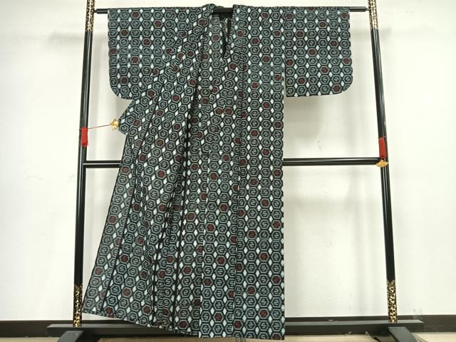 平和屋着物●久留米絣 単衣 抽象文 綿 逸品 AAAV8474fy