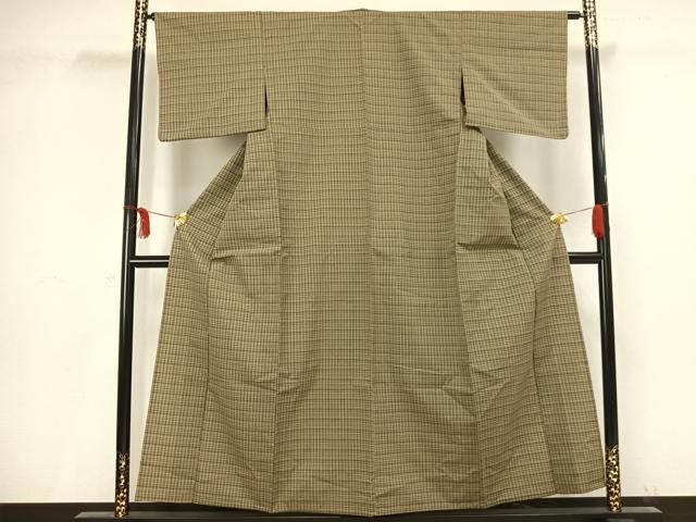 平和屋着物▽上質な紬 単衣 縞 正絹 逸品 AAAV8476fy