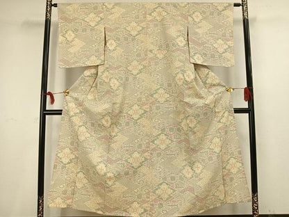 平和屋着物▽お召 単衣 割付文 正絹 逸品 未使用 AAAV8479fy