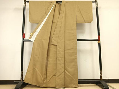 平和屋着物▽上質な色無地 単衣 木蘭色 正絹 逸品 AAAV8480fy