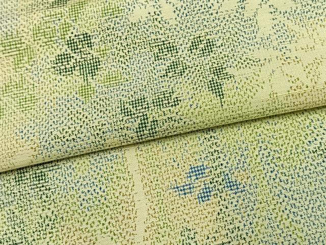 平和屋着物▽上質な紬 単衣 枝葉文 正絹 逸品 AAAV8482fy
