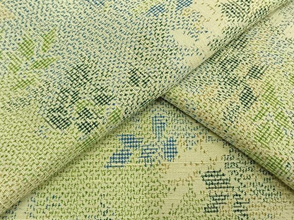 平和屋着物▽上質な紬 単衣 枝葉文 正絹 逸品 AAAV8482fy