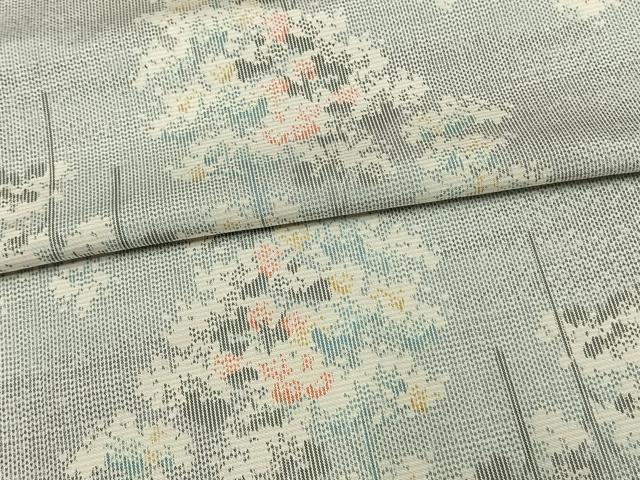 平和屋着物▽上質な紬 単衣 樹林文 正絹 逸品 AAAV8483fy