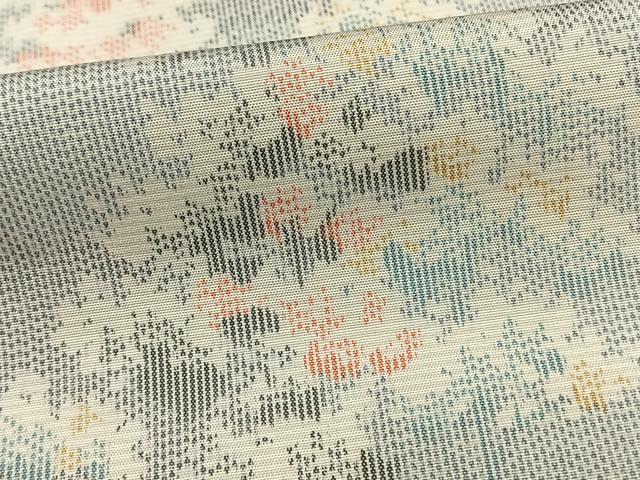 平和屋着物▽上質な紬 単衣 樹林文 正絹 逸品 AAAV8483fy